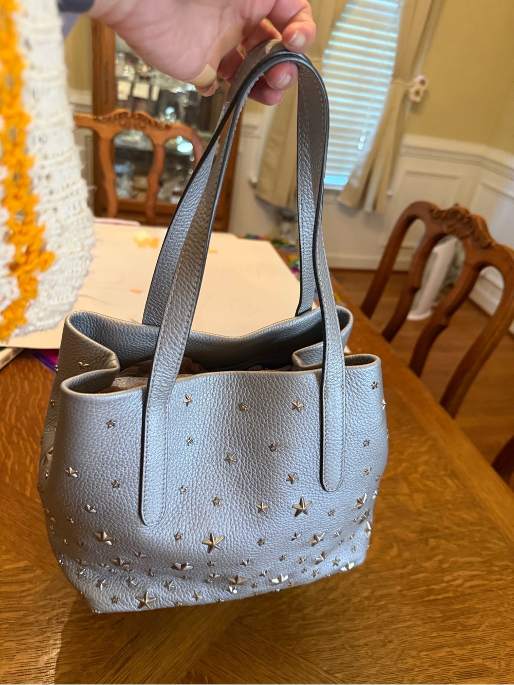 Jimmy Choo Sofia Leather Star-Studded Tote Bag - Picture 4 of 7